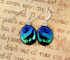 Wolf Howl Fused Glass Earrings