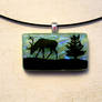 Grazing Deer Fused Glass Pendant Necklace