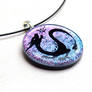 Dragon Fused Glass Purple Blue Pendant Necklace