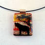 Hyena Sunset Fused Glass Necklace Pendant