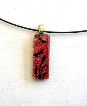 Copper Dragonfly Fused Glass Pendant