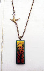 Golden Forest Fused Glass Necklace