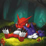 Gumdramon And Shoutmon Sleep