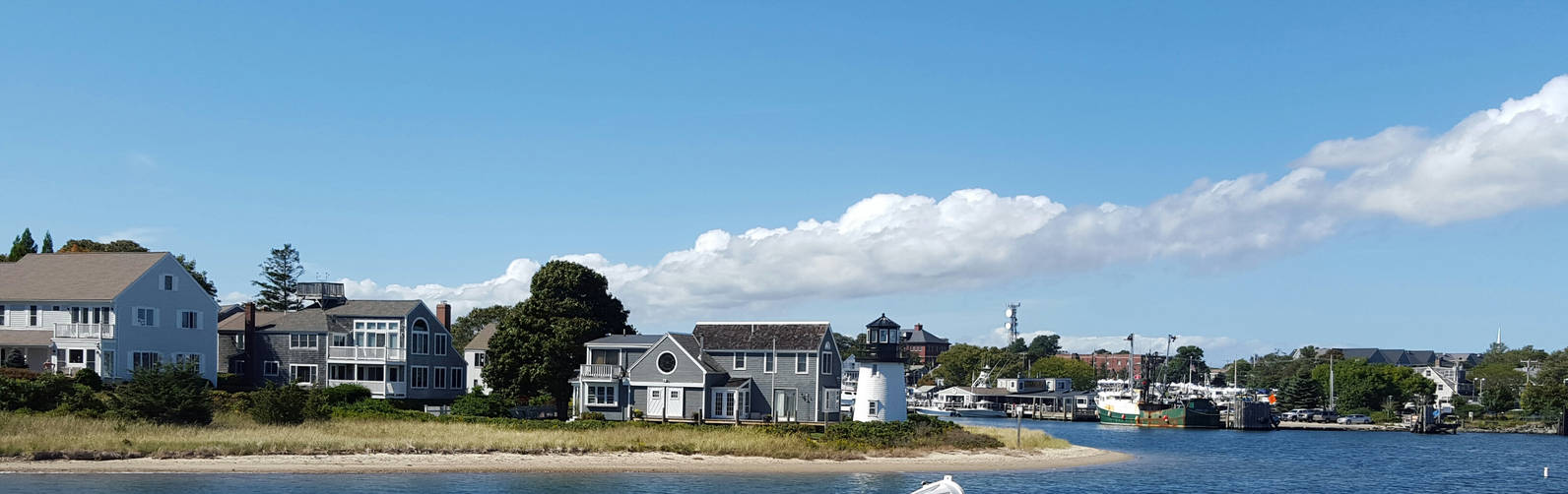 Hyannis Harbor with Barnstable Town Hall distant