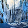 Winter Wolf Scene