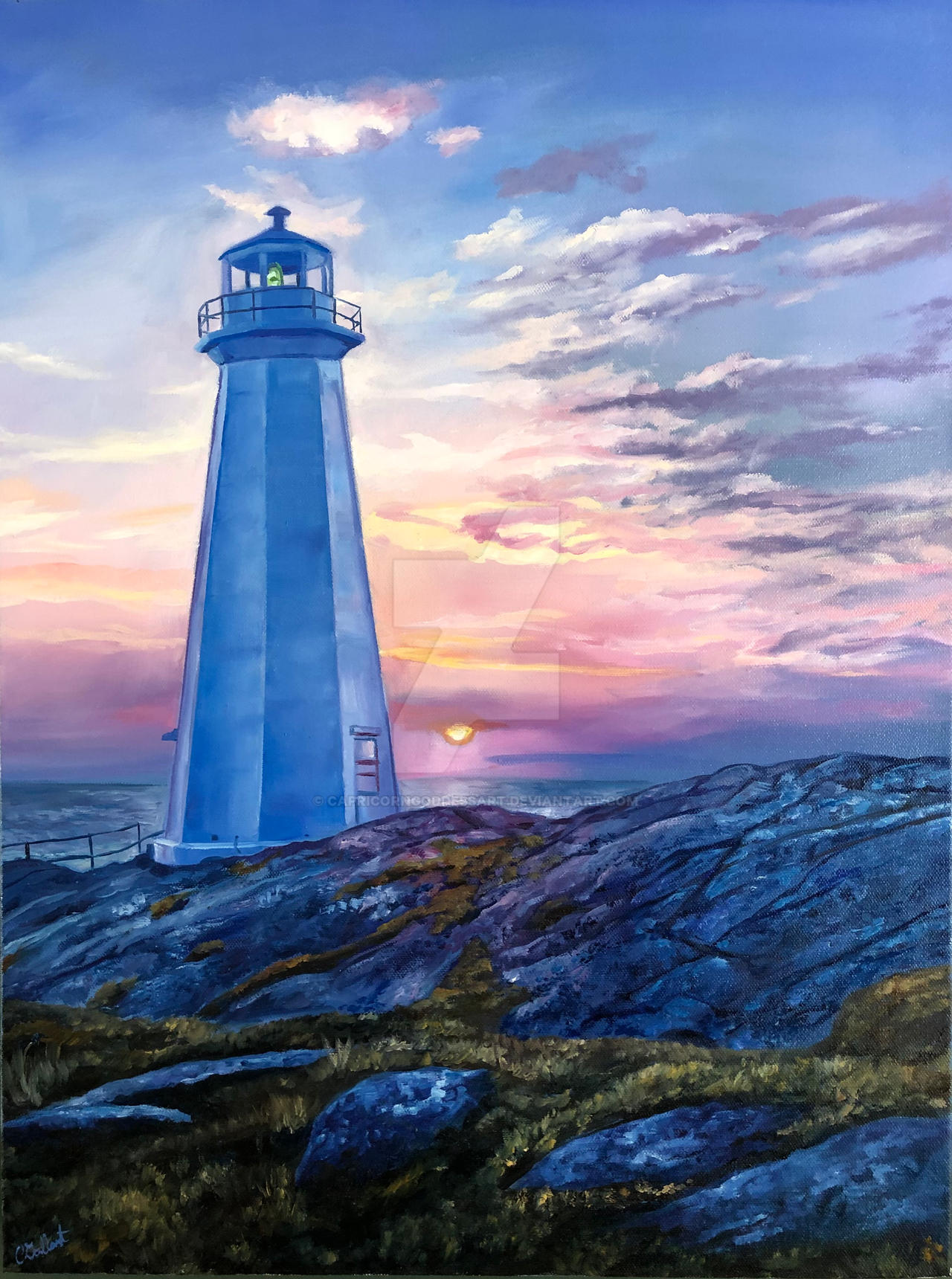 Lighthouse at Dusk by CapricornGoddessArt on DeviantArt