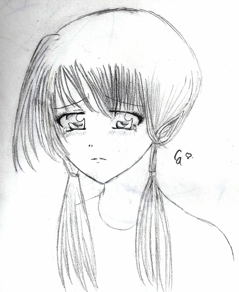 Draw how a crying to girl 