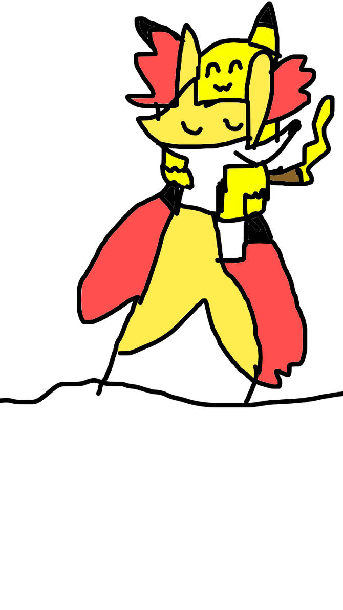 Pikachu riding Delphox through the snow by briangamer36588 on DeviantArt