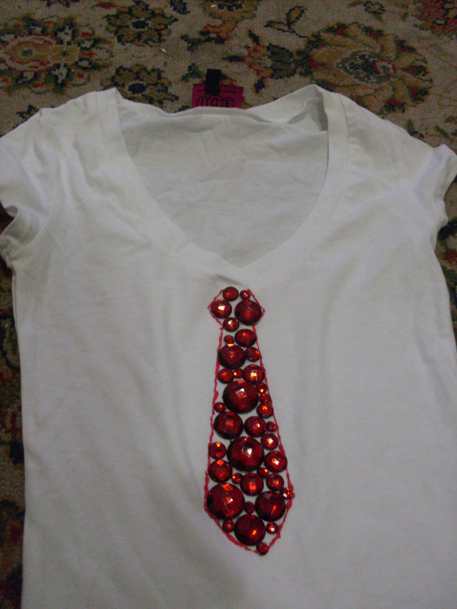 diamante tie shirt