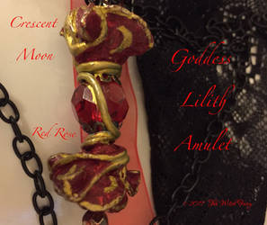 Lilith Amulet/Red Roses/Red Crystal/Crescent Moon