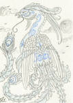 ACEO Blue Chinese Phoenix by JenniferAnneEsposito