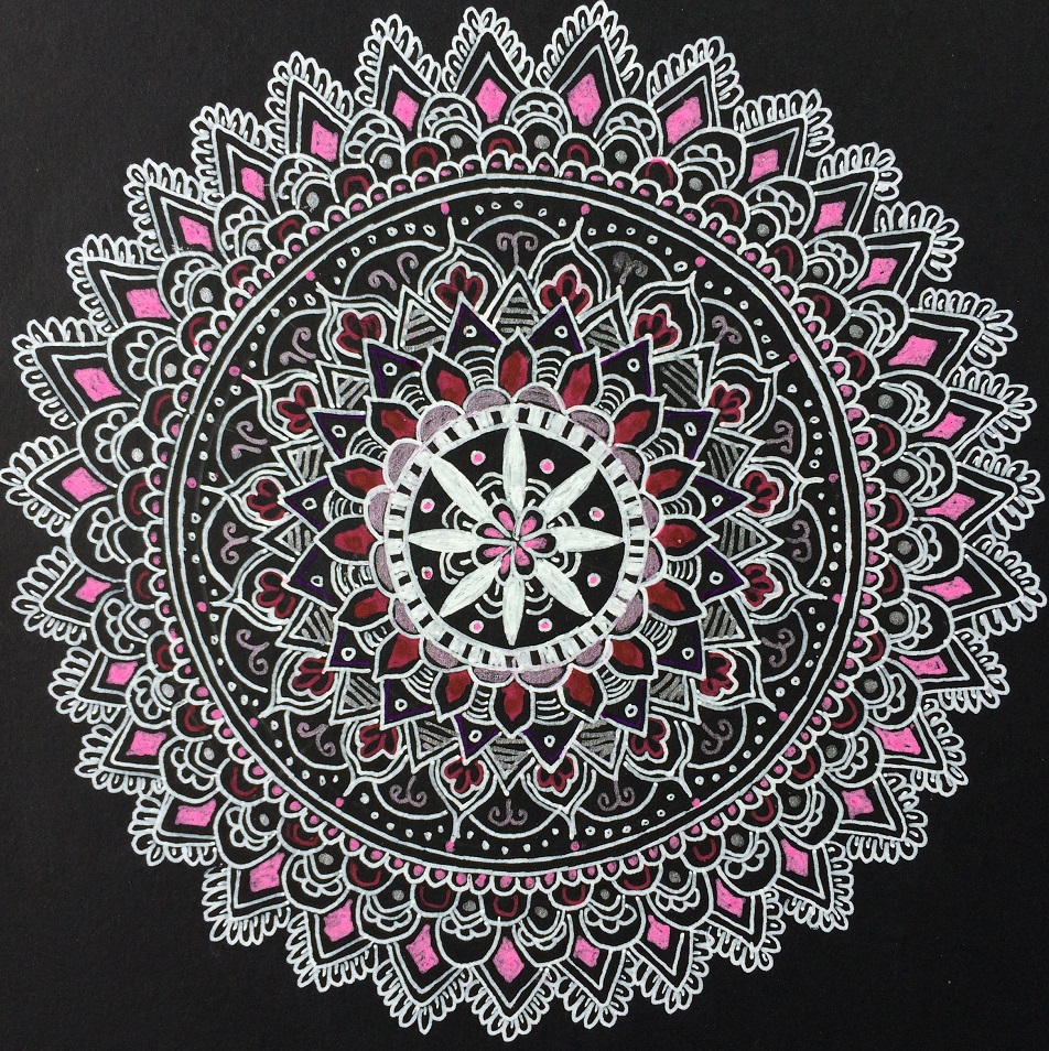 Pink Mandala Pen Drawing