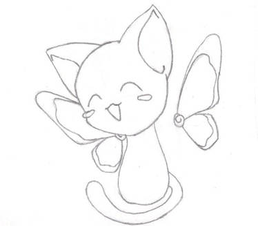 Butterfly-Cat Lineart