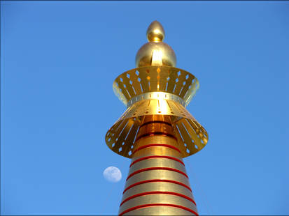 Temple and the moon