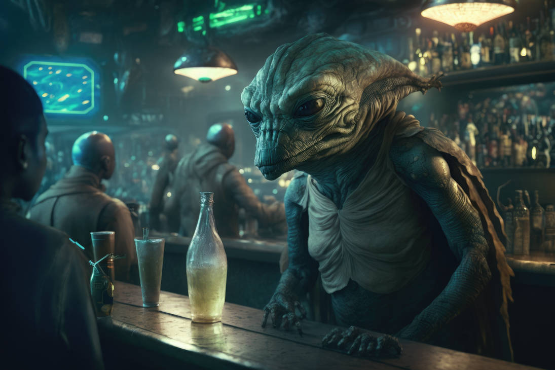 Alien Bar |1| (AI art) by 3D1viner on DeviantArt