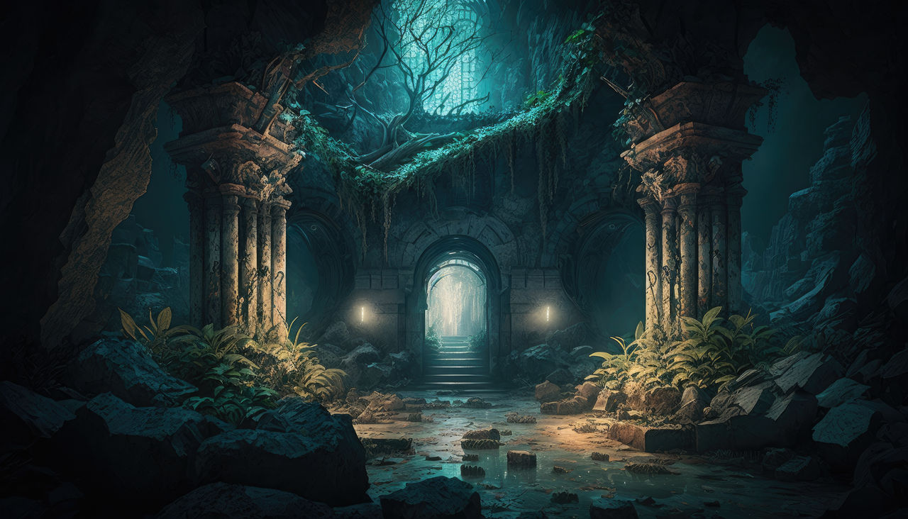 Underground Ruins Desktop Wallpapers |1| (AI art) by 3D1viner on DeviantArt