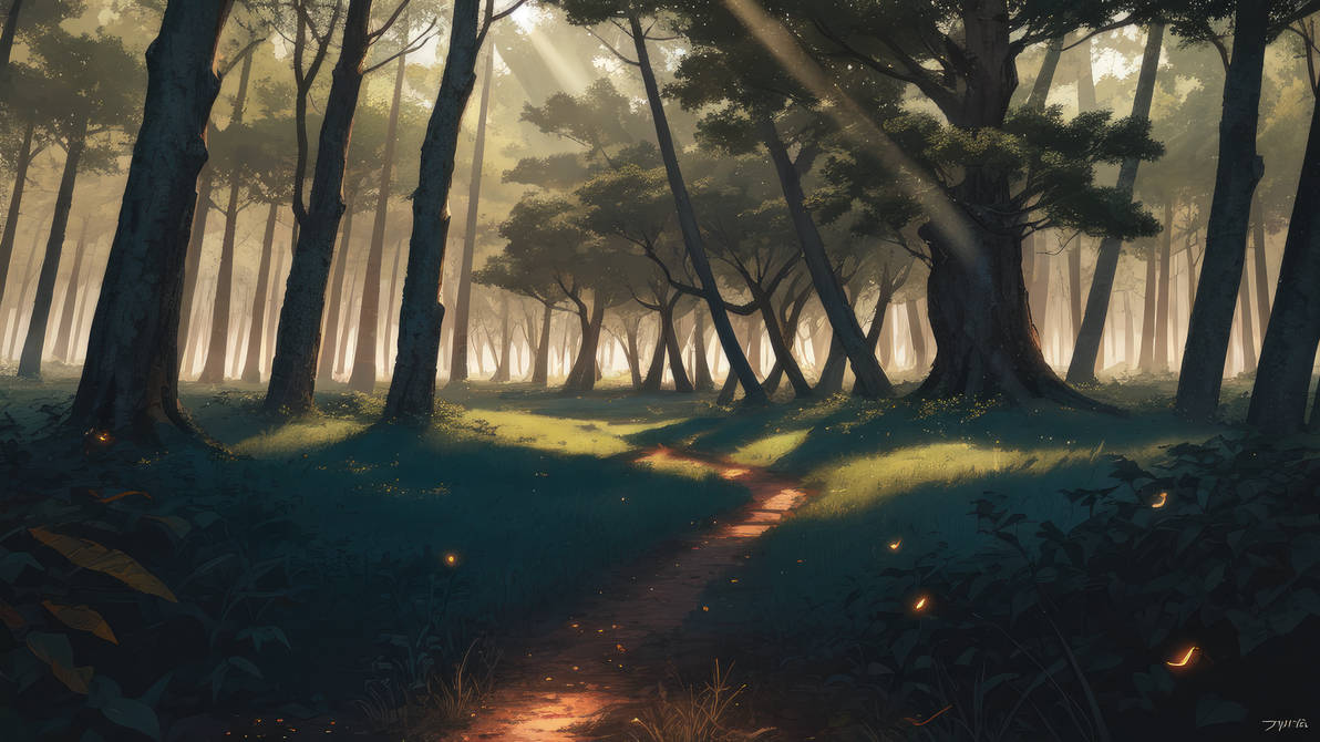 Magic Forest Desktop Wallpaper |2| (AI art) by 3D1viner on DeviantArt