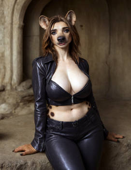 Girl in Leather Transforming into a Hyena