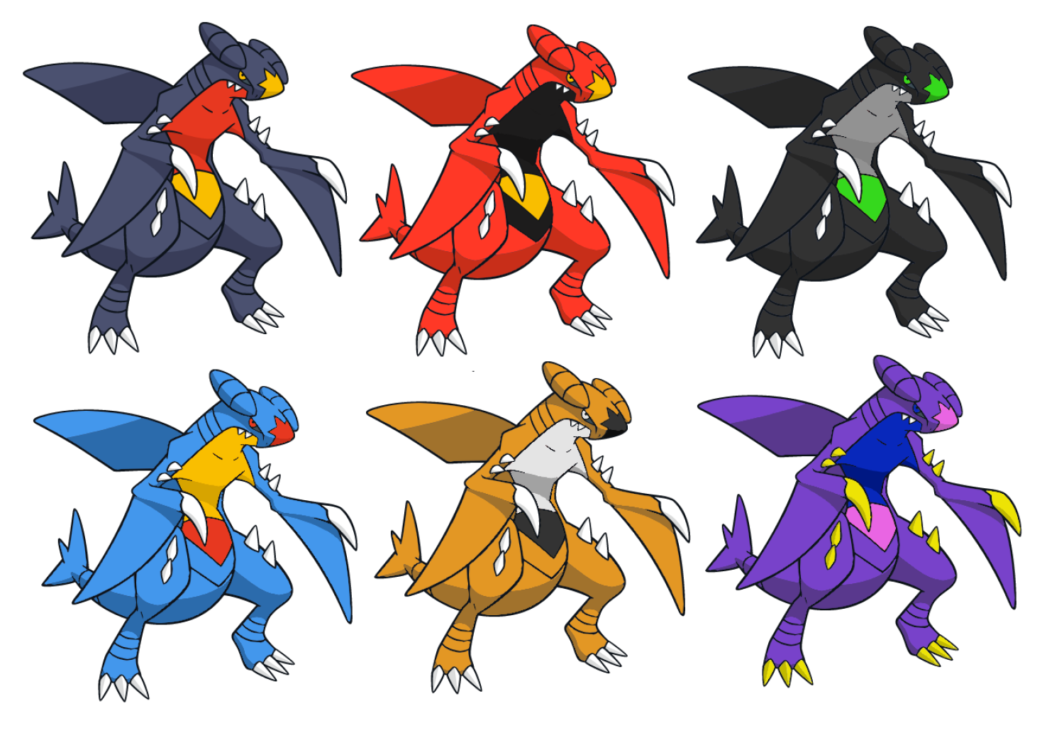 Shiny Recolors - Garchomp by CyberGnoll on DeviantArt
