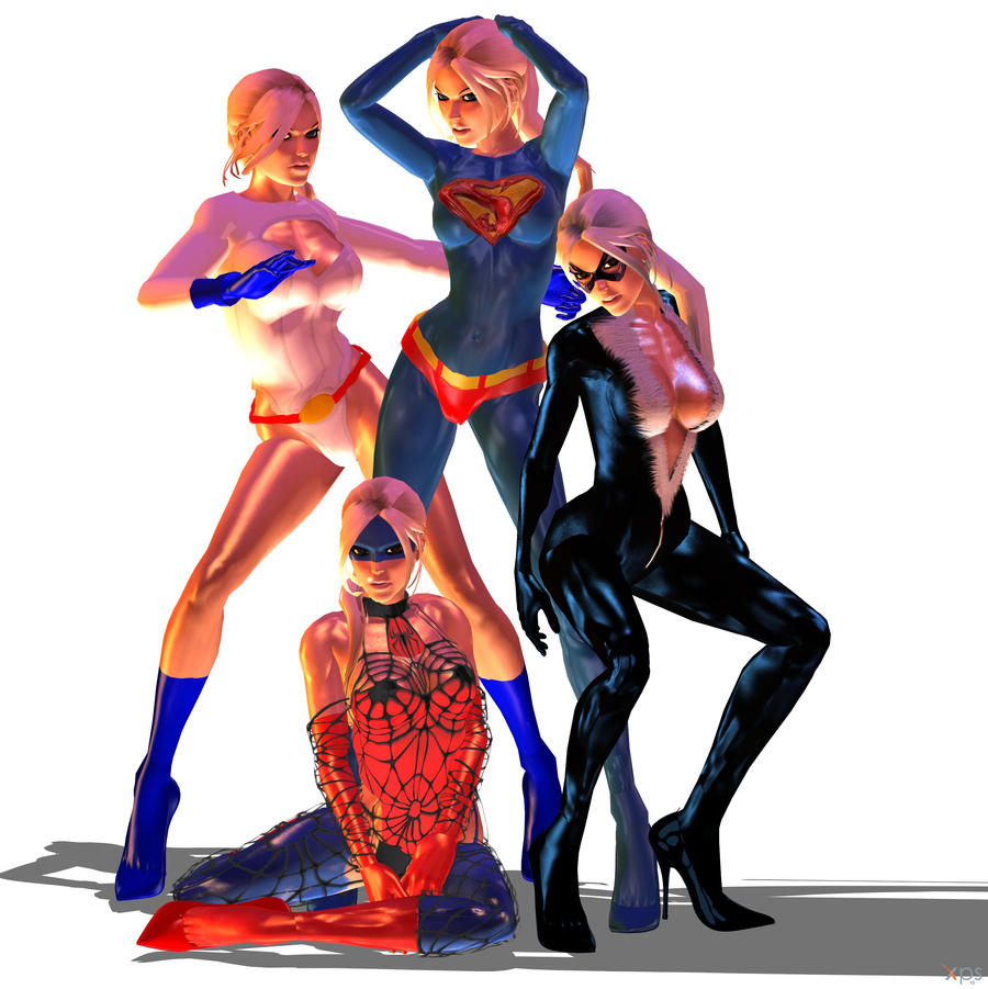 powergirl, black cat, supergirl, spidergirl shoot