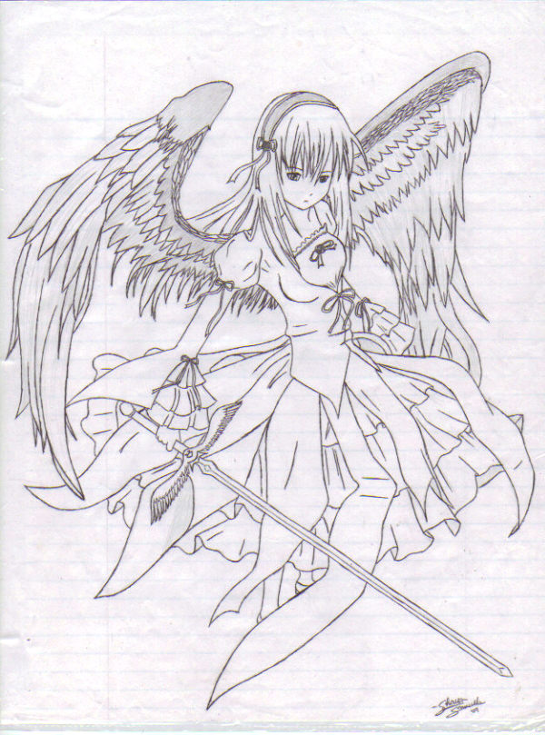 anime angel drawings