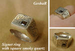 Signet Ring with Smoky Quartz