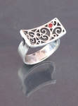 Concave Filigree Ring with Garnet by GeshaR