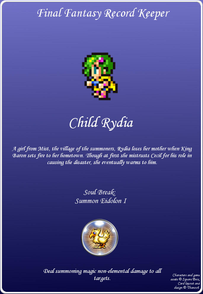 Child Rydia Sprit FFRK Trading Card - Child Rydia (prototype) by Thanos6 on DeviantArt