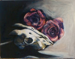 goat skull + roses study
