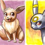 Eevee + Umbreon Watercolors