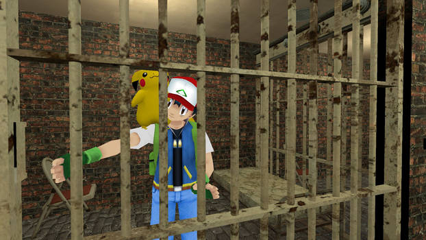 Ash Ketchum and Pikachu in jail