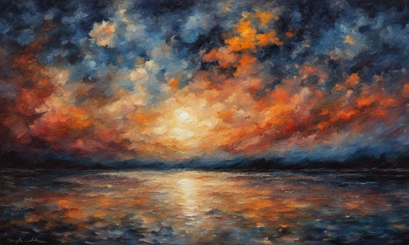 Impressionist art dramatic night sky