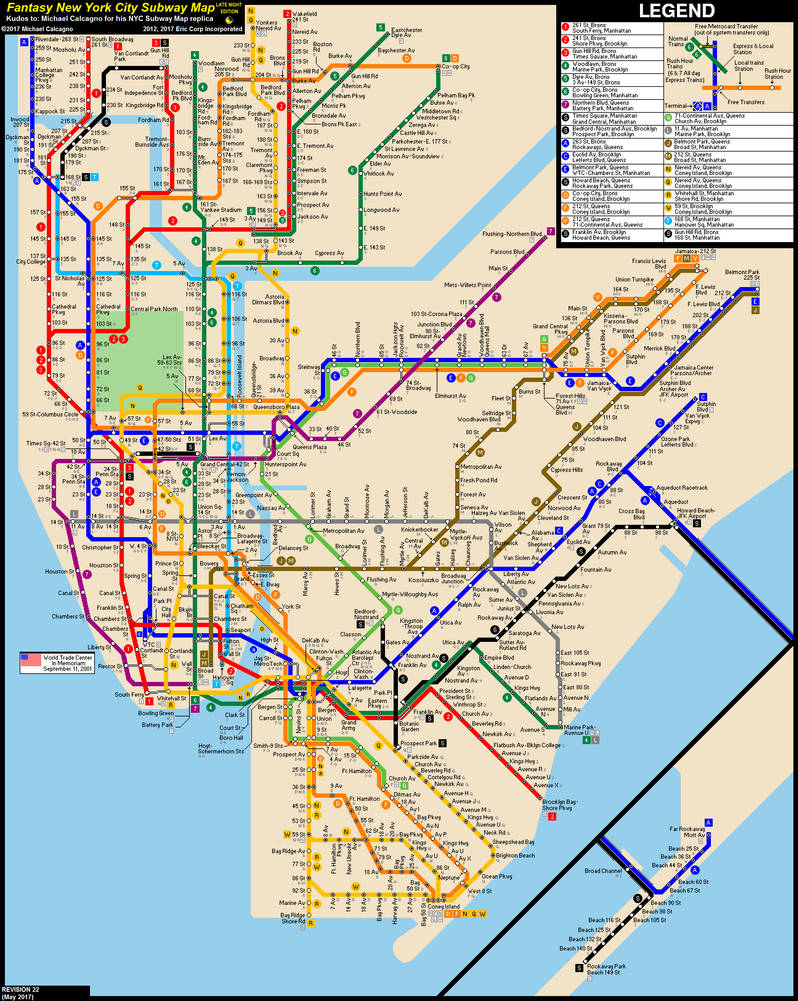 NYC Subway Fantasy Map (Revision 22: Late Nights) by ECInc2XXX on ...