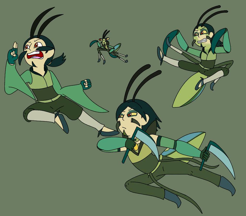 Mha Mantis Mantis in four different AUs by Emeraldshy98 on DeviantArt