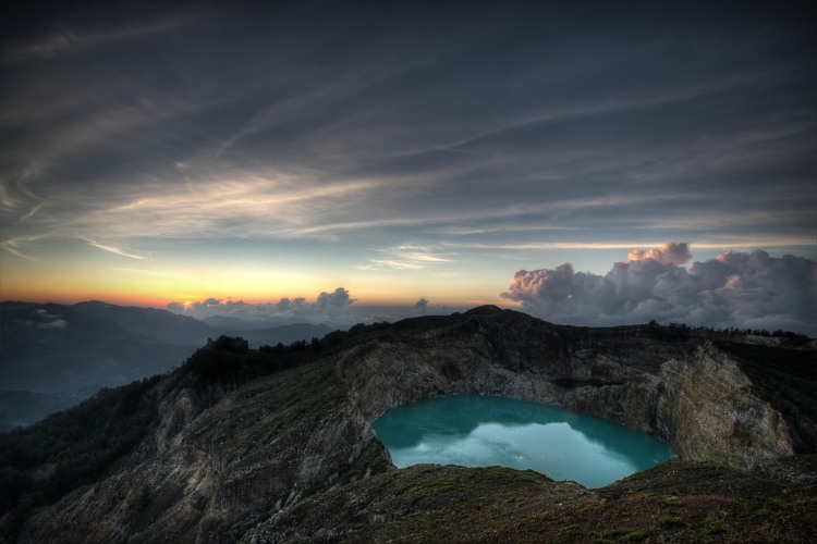 Sunrise on kelimutu volcano