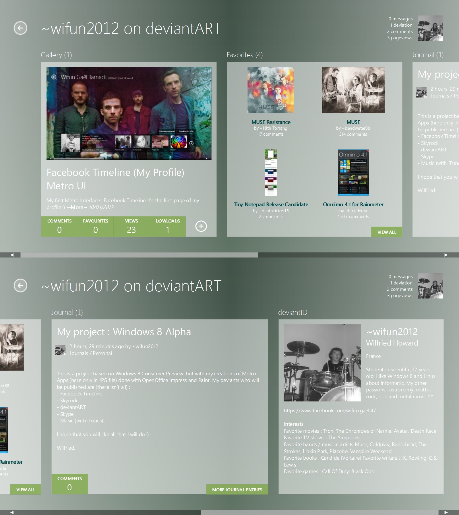 deviantART Profile Metro UI