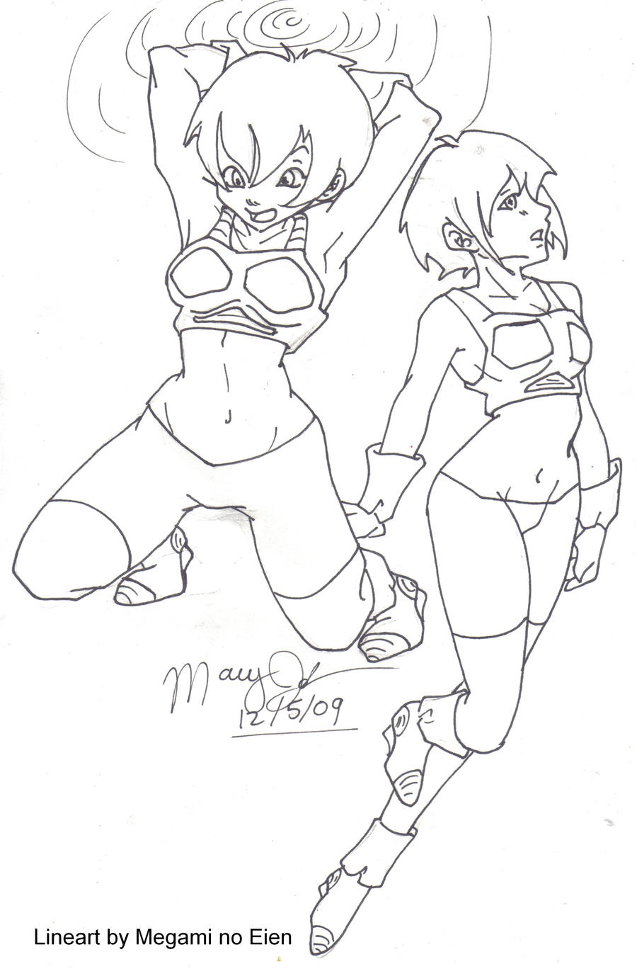 SaiyaGirl -- Videl Lineart