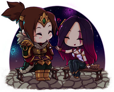 Chibis Katarina x Garen (Lunar Revel cuteness)