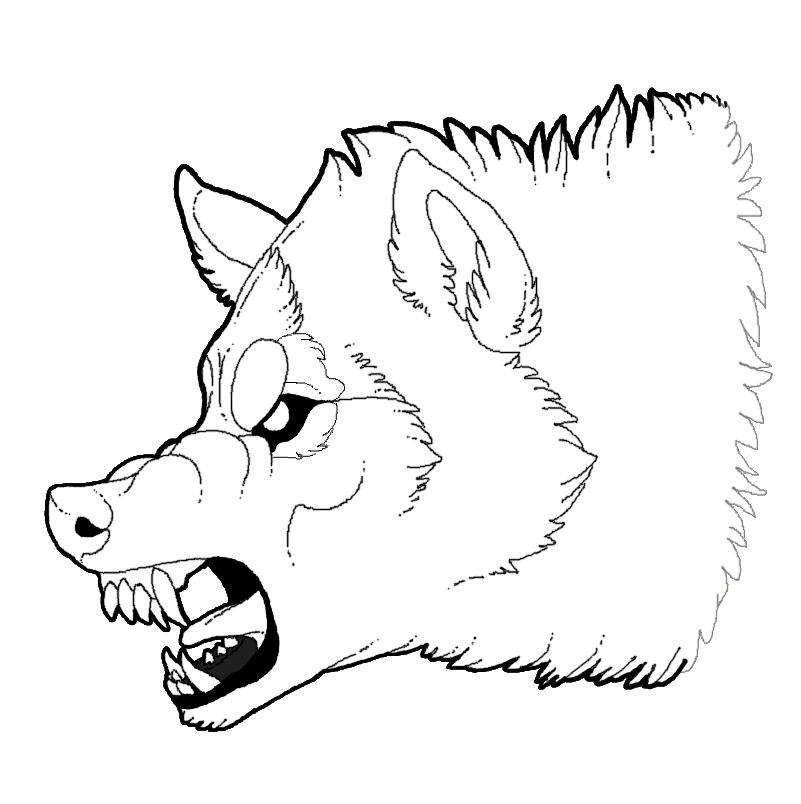 Free growling wolf lineart