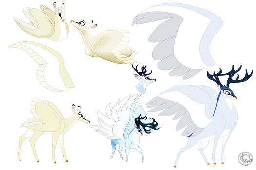 Male and Female Deer Swan Pegasus