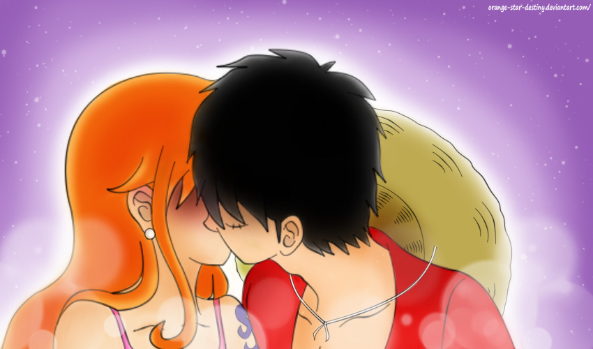 Luffy x Nami fanart kiss