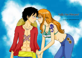 Can I kiss you? Luffy x Nami Fanart Color