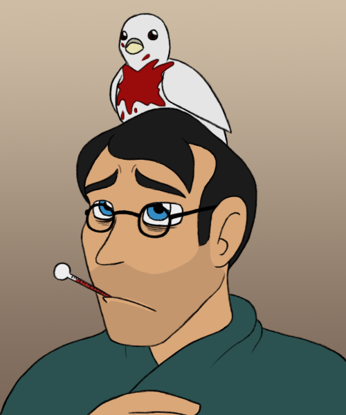 Medic has Head Pigeons