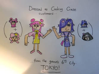 AmiYumi Dressed As Cooking Craze Customers