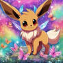 Eevee With Fairy Wings Colorful Background