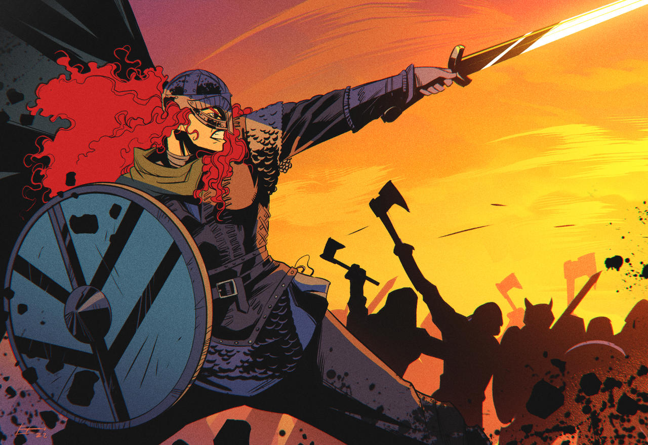 Female Viking Warrior Editorial Illustration