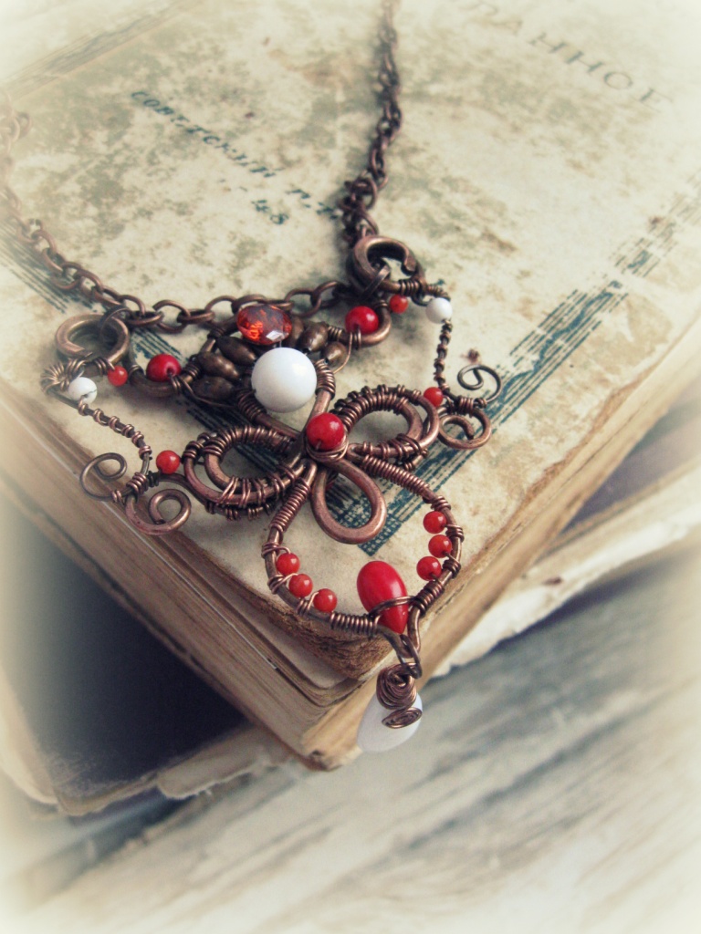 Red and White Gothic Necklace