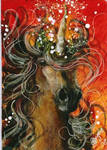 Burning Aura- Unicorn ACEO by BlackAngel-Diana