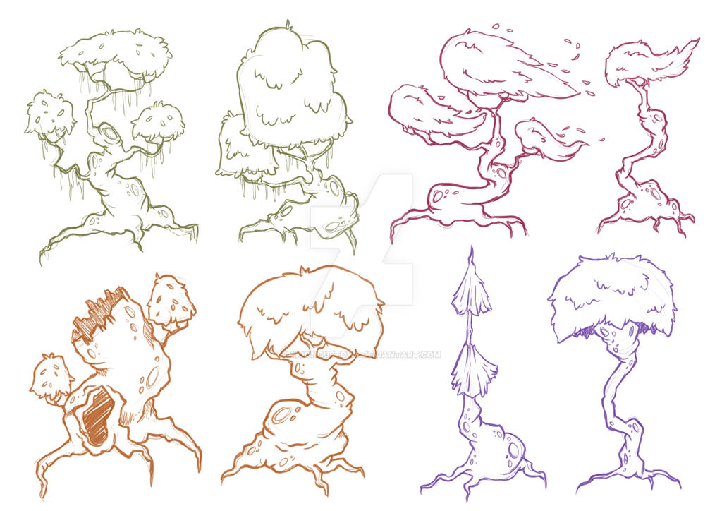 2D Game Art Fantasy Tree Sketches By Moondustowl On Deviantart
