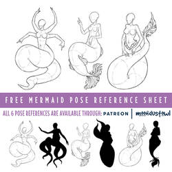 Female mermaid pose reference sheet